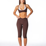 Cross Over Capsule Straight Leg Capri's - Dark Choc - Kikiva Collection