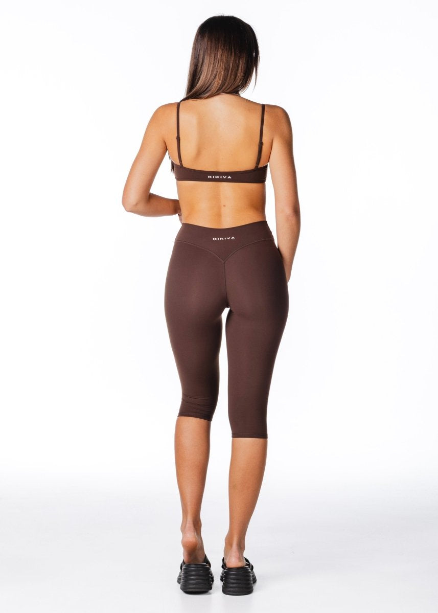 Cross Over Capsule Straight Leg Capri's - Dark Choc - Kikiva Collection