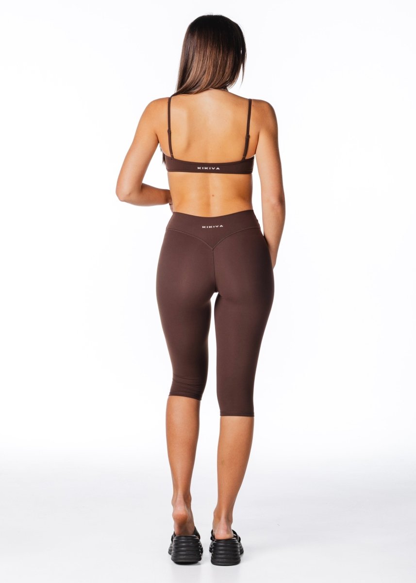 Cross Over Capsule Straight Leg Capri's - Dark Choc - Kikiva Collection