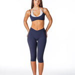Cross Over Capsule Straight Leg Capri's - Dark Navy - Kikiva Collection