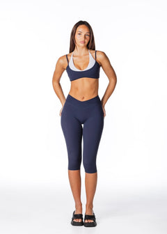 Cross Over Capsule Straight Leg Capri's - Dark Navy - Kikiva Collection