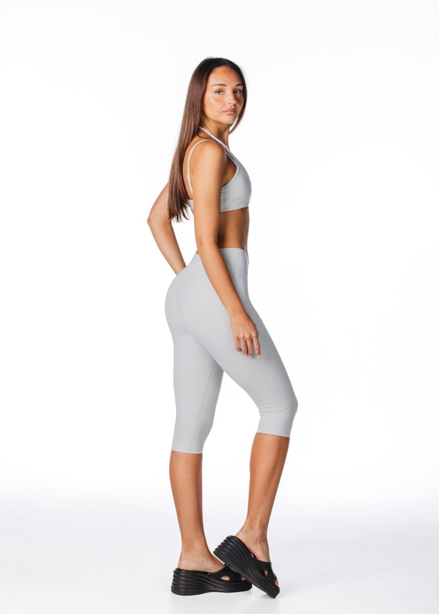 Cross Over Capsule Straight Leg Capri's - Light Grey - Kikiva Collection