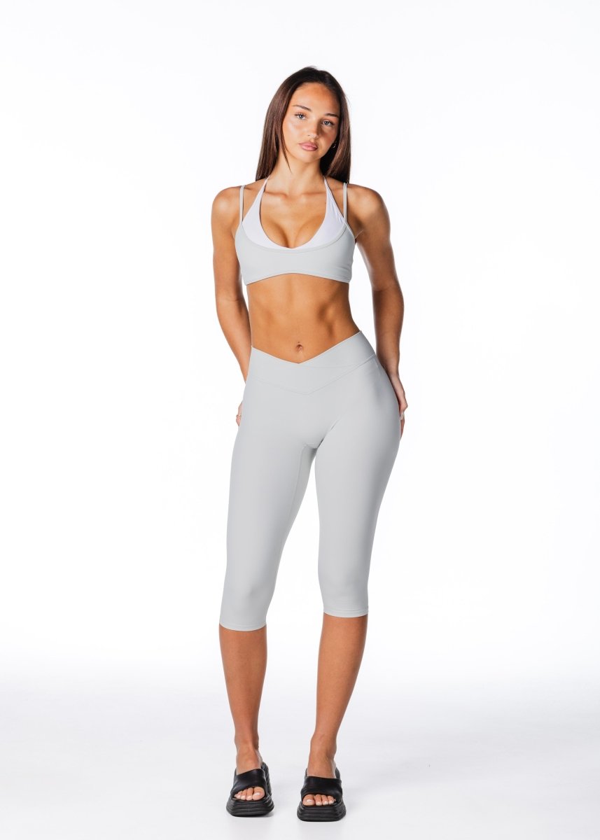 Cross Over Capsule Straight Leg Capri's - Light Grey - Kikiva Collection