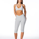 Cross Over Capsule Straight Leg Capri's - Light Grey - Kikiva Collection