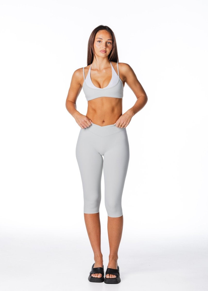 Cross Over Capsule Straight Leg Capri's - Light Grey - Kikiva Collection
