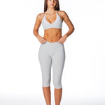 Cross Over Capsule Straight Leg Capri's - Light Grey - Kikiva Collection