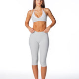 Cross Over Capsule Straight Leg Capri's - Light Grey - Kikiva Collection