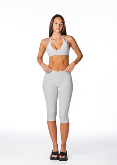 Cross Over Capsule Straight Leg Capri's - Light Grey - Kikiva Collection