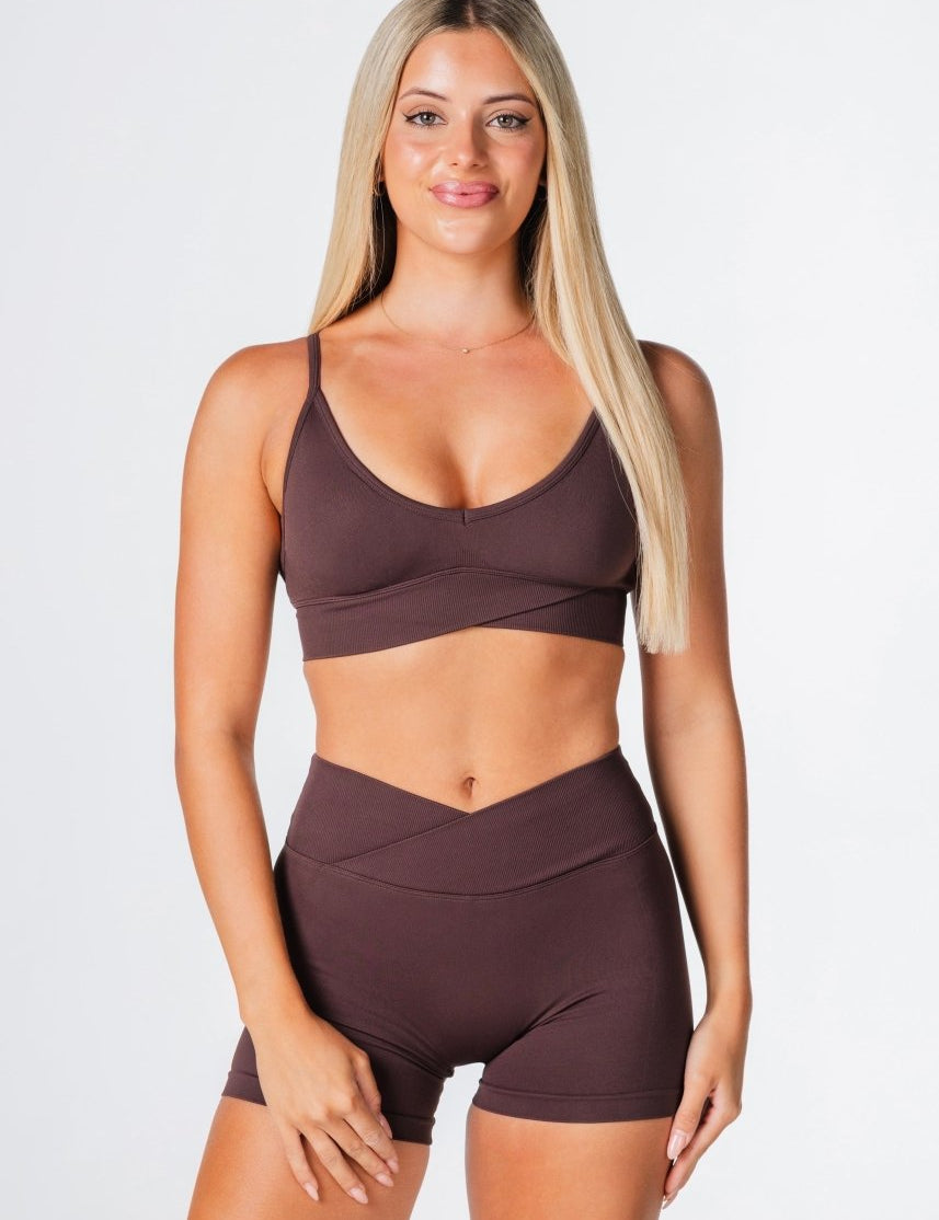 Cross Over Crop - Dark Choc - Kikiva Collection