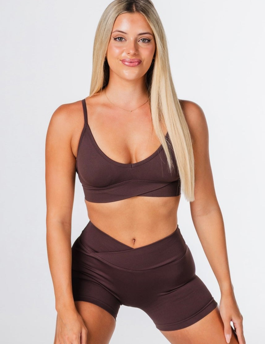 Cross Over Crop - Dark Choc - Kikiva Collection