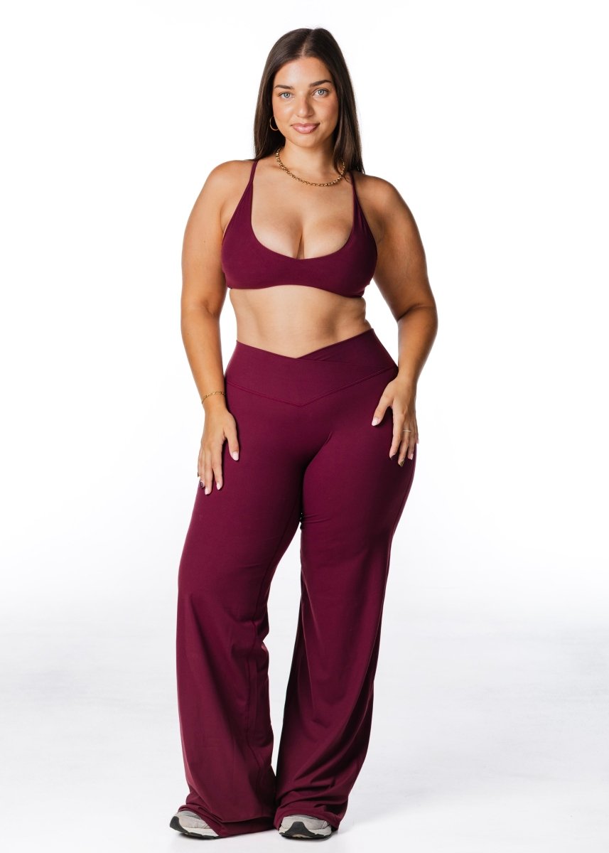 Cross Over 'Flow' Flares - Burgundy - Kikiva Collection