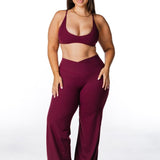 Cross Over 'Flow' Flares - Burgundy - Kikiva Collection