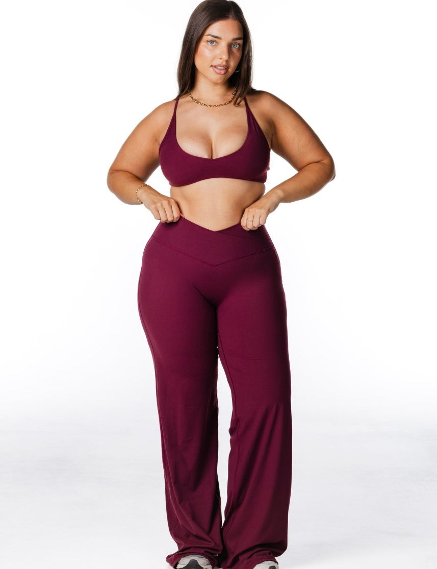 Cross Over 'Flow' Flares - Burgundy - Kikiva Collection