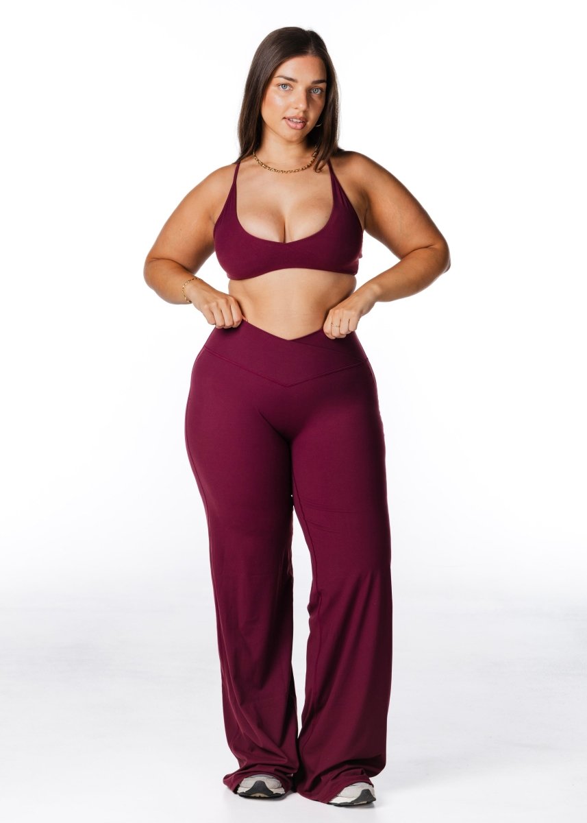 Cross Over 'Flow' Flares - Burgundy - Kikiva Collection