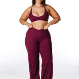 Cross Over 'Flow' Flares - Burgundy - Kikiva Collection