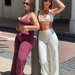 Cross Over 'Flow' Flares - Burgundy - Kikiva Collection