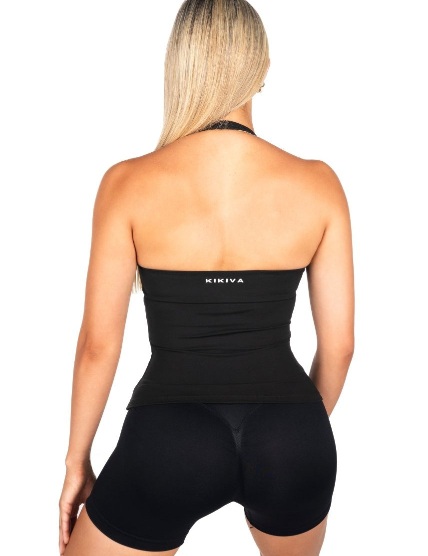 Dynamic Halter Seamless Singlet - Black - Kikiva Collection