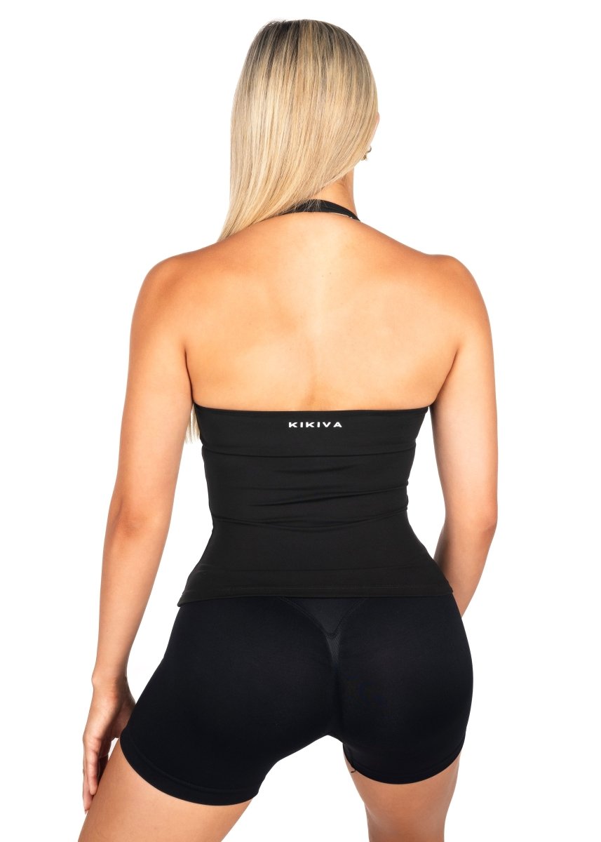 Dynamic Halter Seamless Singlet - Black - Kikiva Collection