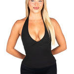 Dynamic Halter Seamless Singlet - Black - Kikiva Collection