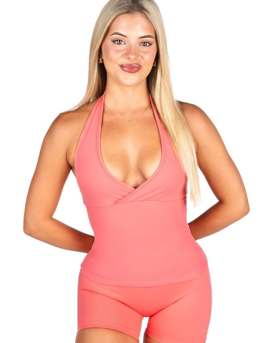 Dynamic Halter Seamless Singlet - Blossom Pink - Kikiva Collection