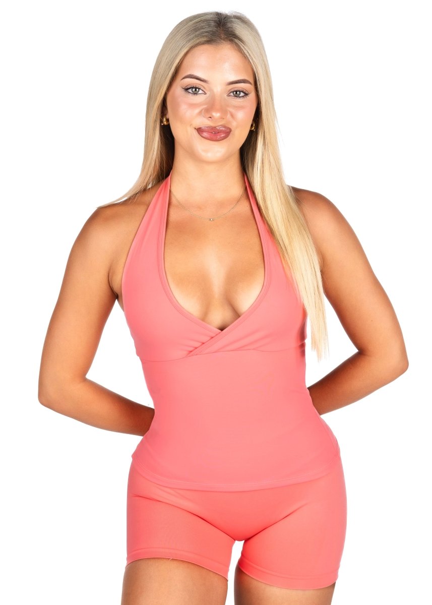 Dynamic Halter Seamless Singlet - Blossom Pink - Kikiva Collection