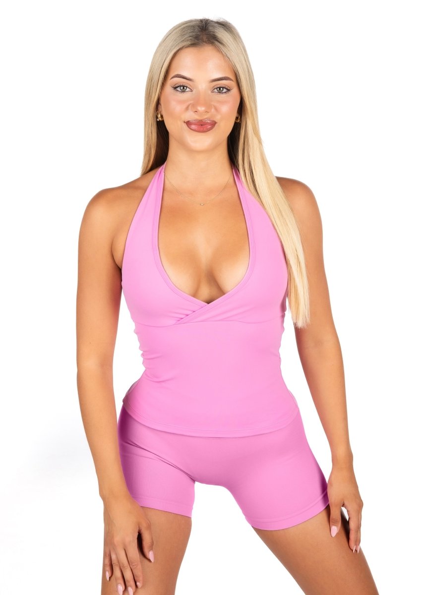 Dynamic Halter Seamless Singlet - Candy Pink - Kikiva Collection