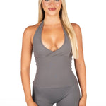 Dynamic Halter Seamless Singlet - Charcoal - Kikiva Collection