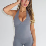 Dynamic Halter Seamless Singlet - Charcoal - Kikiva Collection