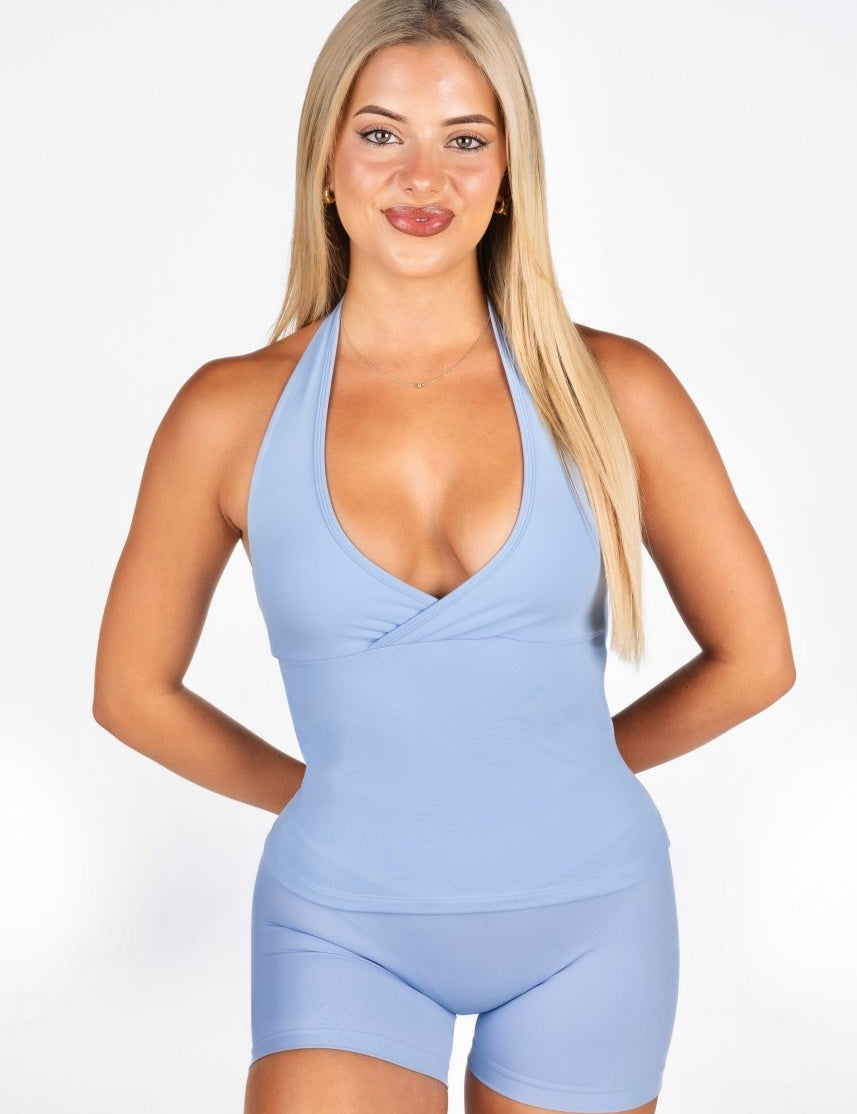 Dynamic Halter Seamless Singlet - Ice Blue - Kikiva Collection