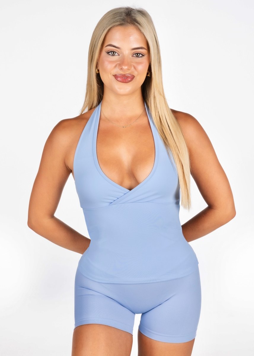 Dynamic Halter Seamless Singlet - Ice Blue - Kikiva Collection