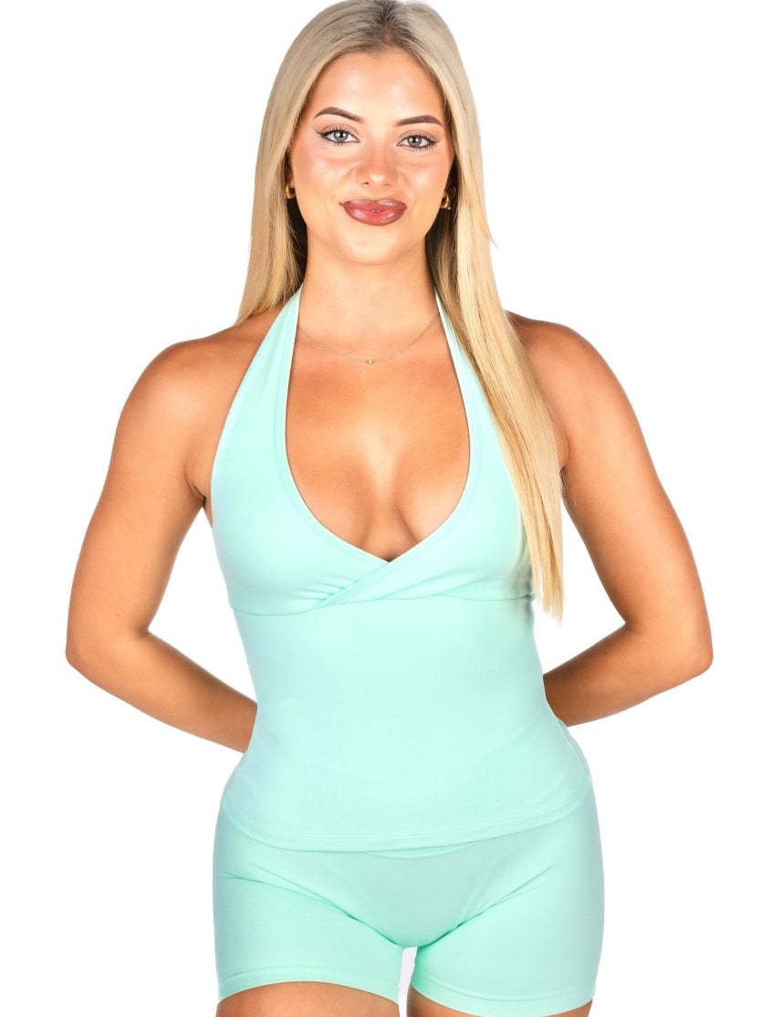Dynamic Halter Seamless Singlet - Icey Sea - Kikiva Collection