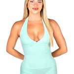 Dynamic Halter Seamless Singlet - Icey Sea - Kikiva Collection