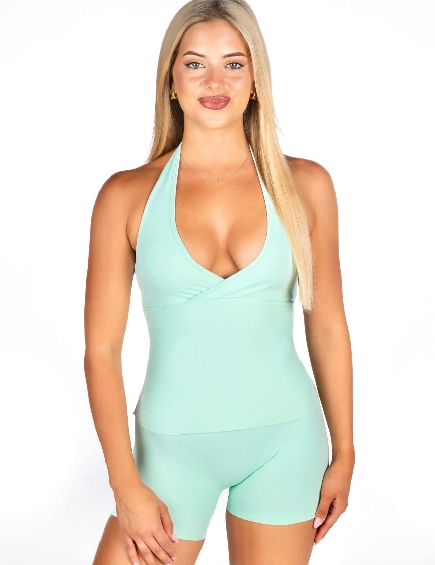 Dynamic Halter Seamless Singlet - Icey Sea - Kikiva Collection