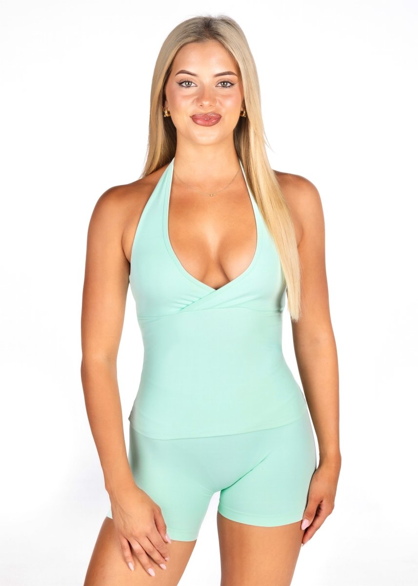 Dynamic Halter Seamless Singlet - Icey Sea - Kikiva Collection