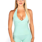 Dynamic Halter Seamless Singlet - Icey Sea - Kikiva Collection