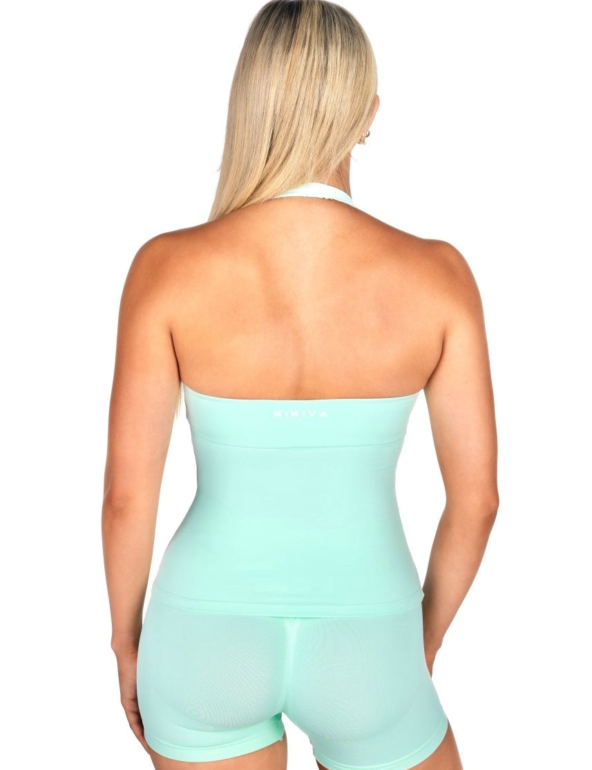 Dynamic Halter Seamless Singlet - Icey Sea - Kikiva Collection