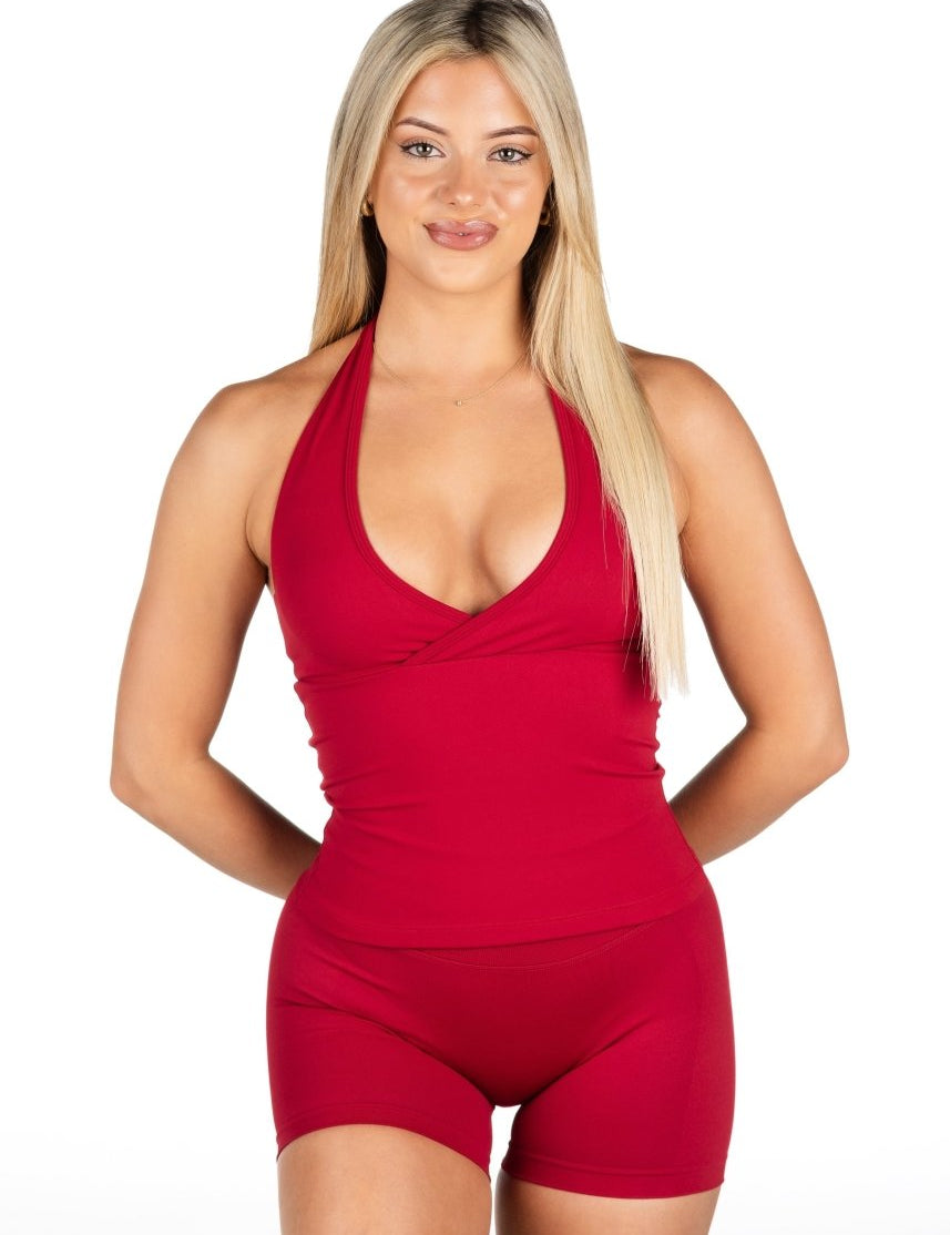 Dynamic Halter Seamless Singlet - Royal Red - Kikiva Collection