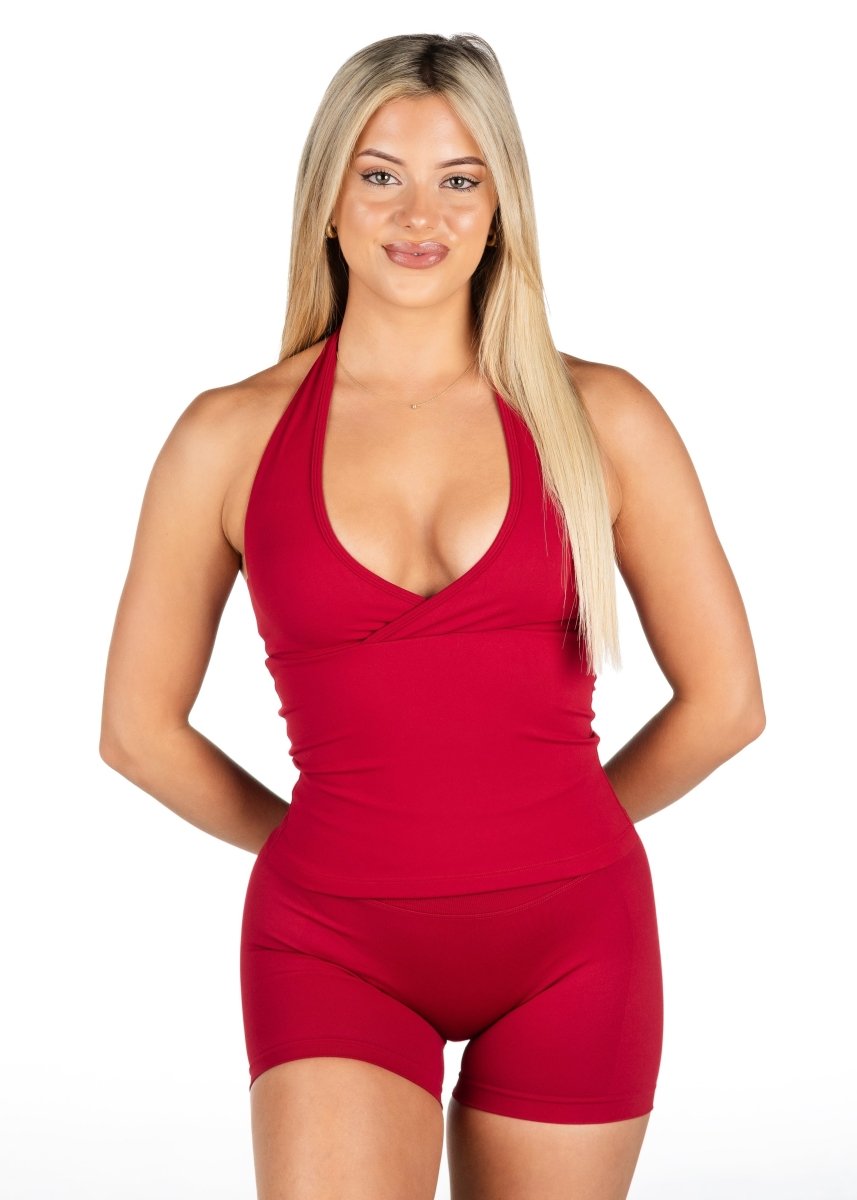 Dynamic Halter Seamless Singlet - Royal Red - Kikiva Collection