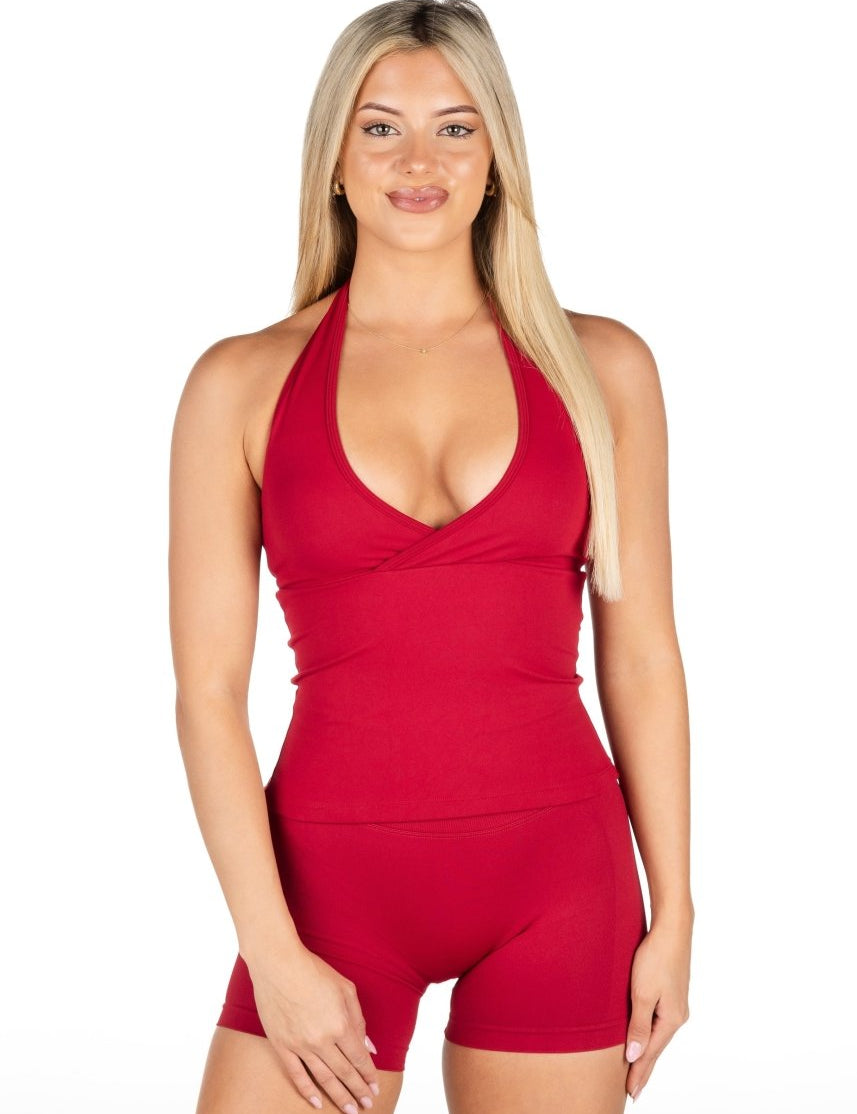 Dynamic Halter Seamless Singlet - Royal Red - Kikiva Collection