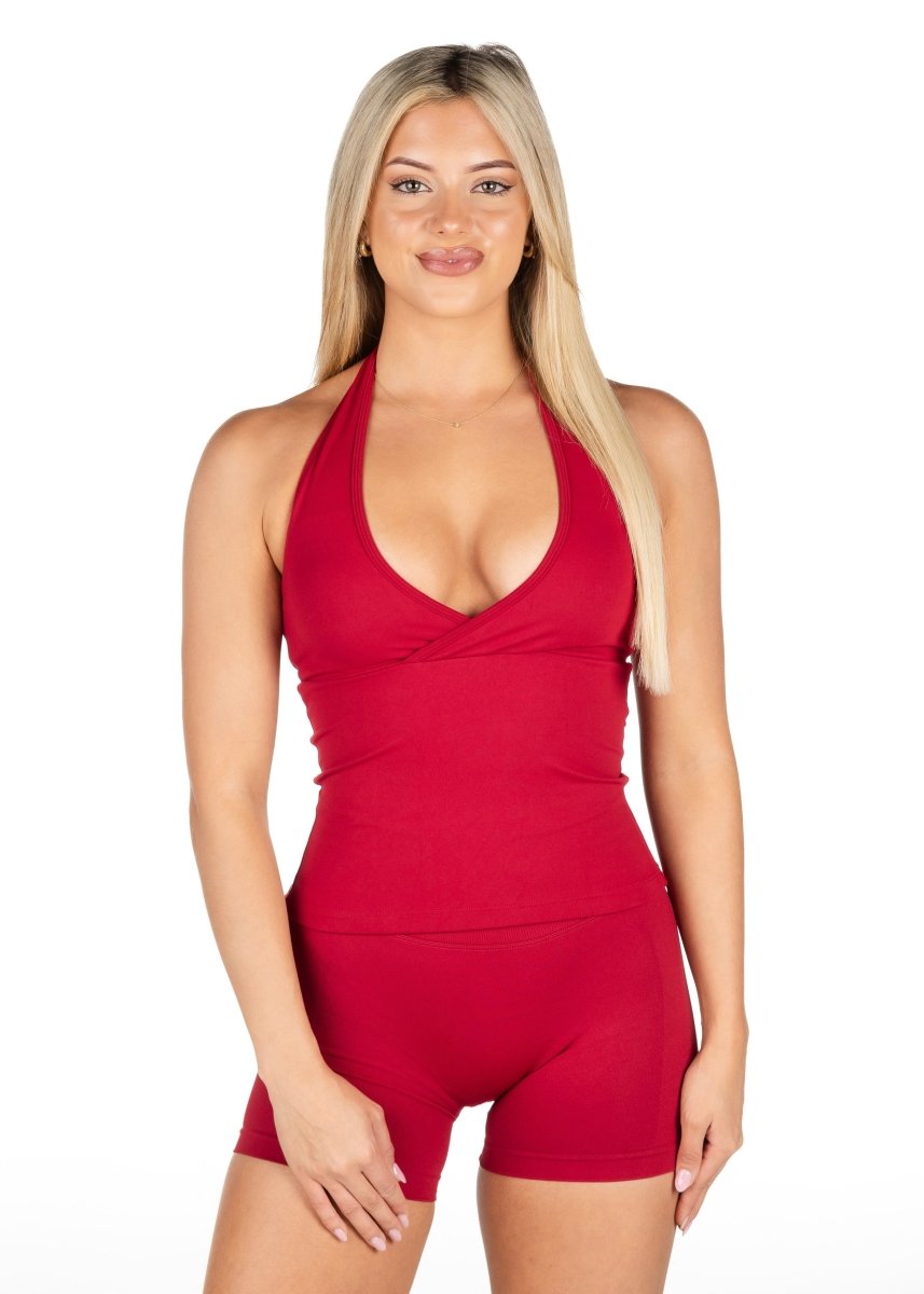 Dynamic Halter Seamless Singlet - Royal Red - Kikiva Collection