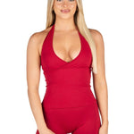 Dynamic Halter Seamless Singlet - Royal Red - Kikiva Collection