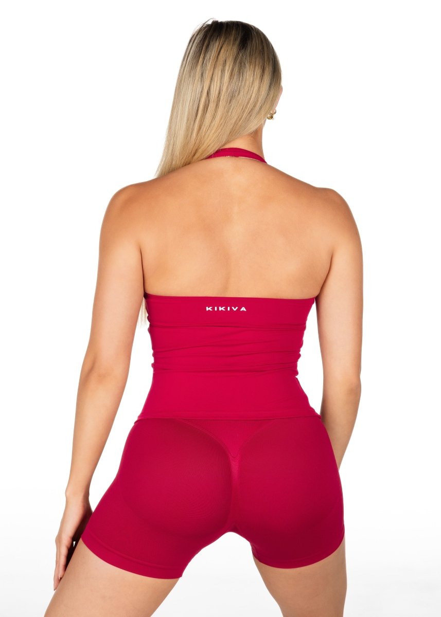 Dynamic Halter Seamless Singlet - Scarlett Ruby - Red - Kikiva Collection