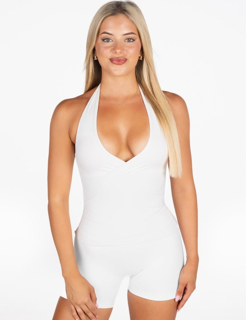 Dynamic Halter Seamless Singlet - White - Kikiva Collection