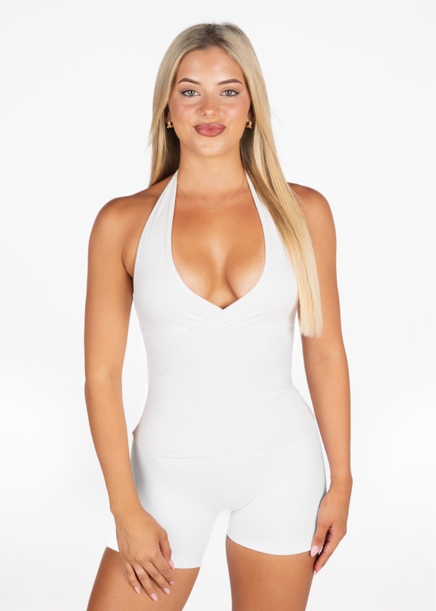 Dynamic Halter Seamless Singlet - White - Kikiva Collection