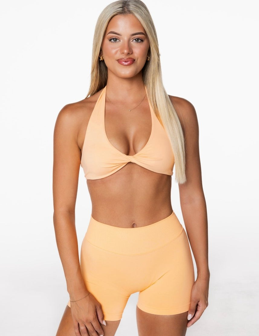Dynamic Halter Twist Crop - Apricot - Kikiva Collection
