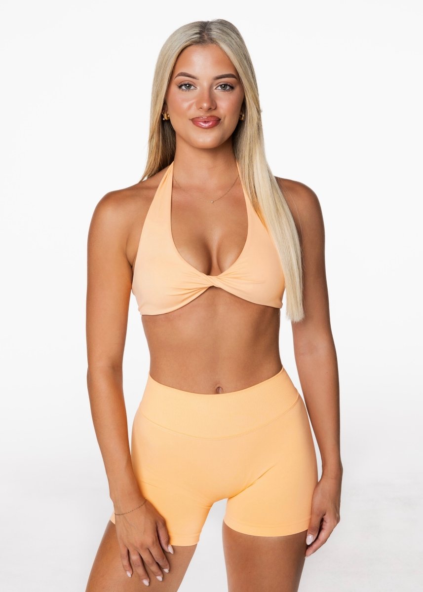 Dynamic Halter Twist Crop - Apricot - Kikiva Collection