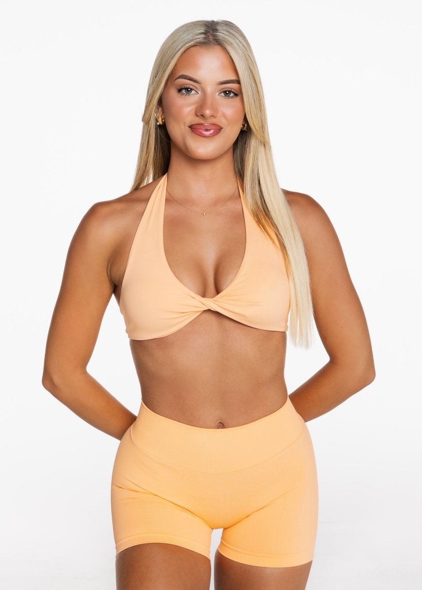 Dynamic Halter Twist Crop - Apricot - Kikiva Collection
