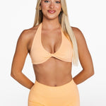 Dynamic Halter Twist Crop - Apricot - Kikiva Collection