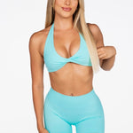 Dynamic Halter Twist Crop - Aquamarine - Kikiva Collection