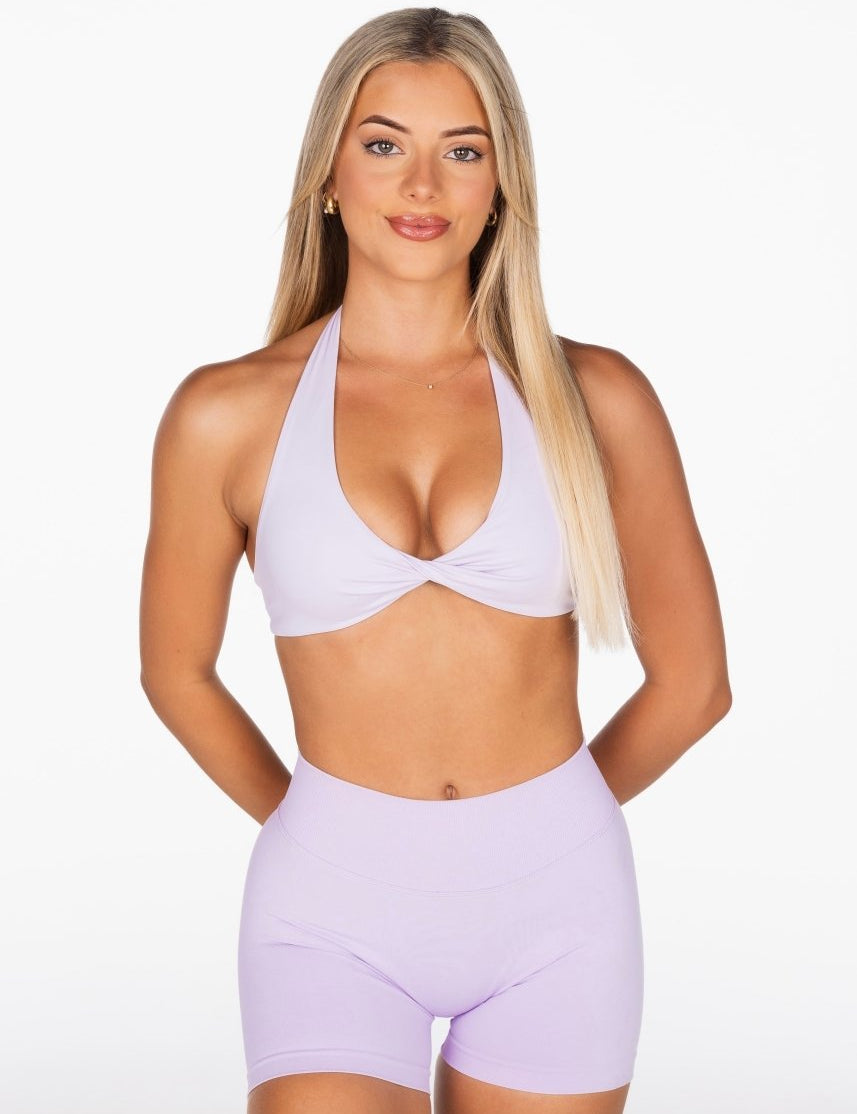 Dynamic Halter Twist Crop - Baby Lilac - Kikiva Collection